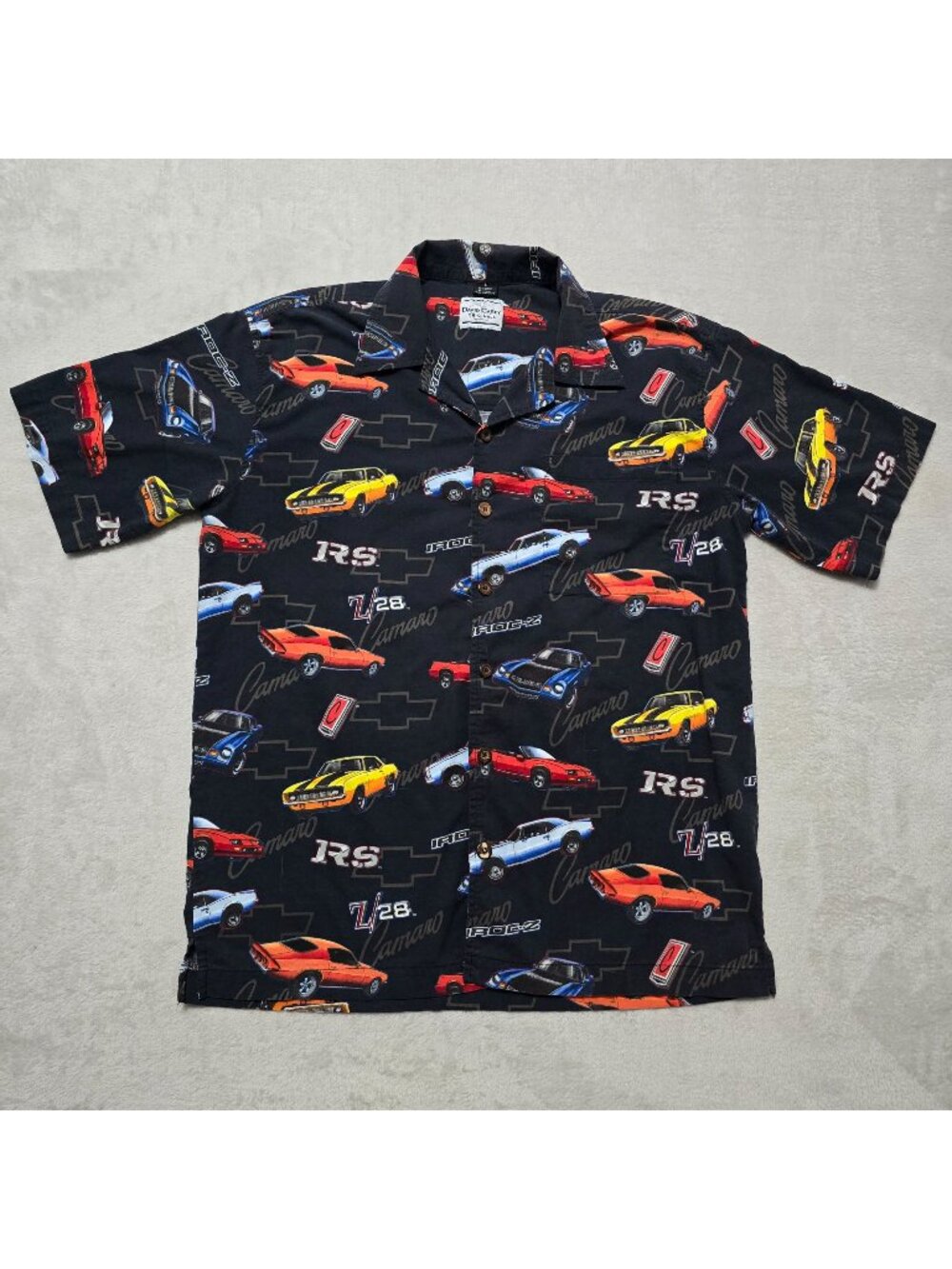 David Carey Originals Mens Chevy Camaro Z/28 RS Short Sleeve Camp Shirt Large